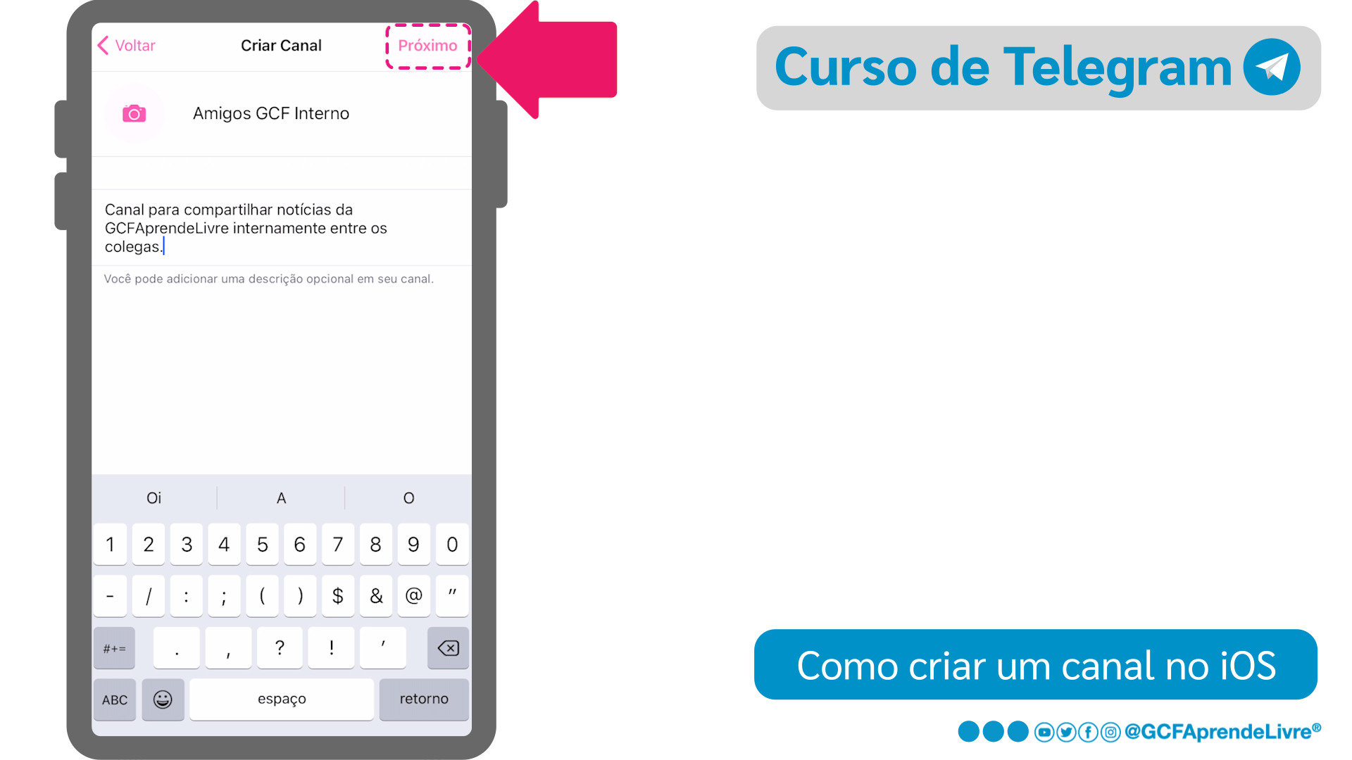 Como criar um canal do Telegram no iOS - passo 6